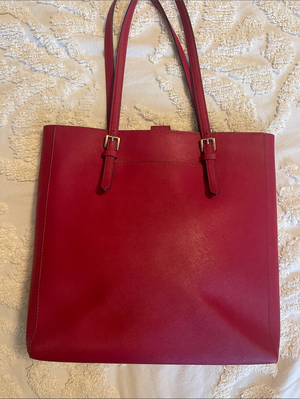 Michael Kors Red Tote with Gold MK Accent - Picture 2 of 7